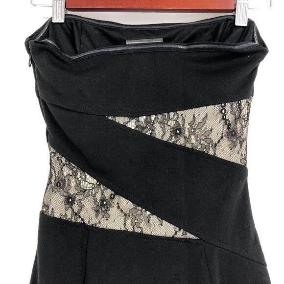 Guess Beige & Black Lace Strapless Mini Dress size 3 ~XS - Picture 9 of 16